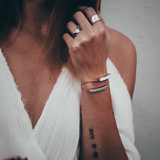 Enchanting Roman Numeral Tattoo Ideas For Women Outer Forearm