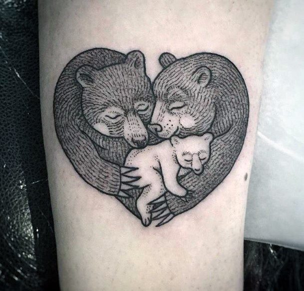 Endearing Bear Family Tattoo For Women