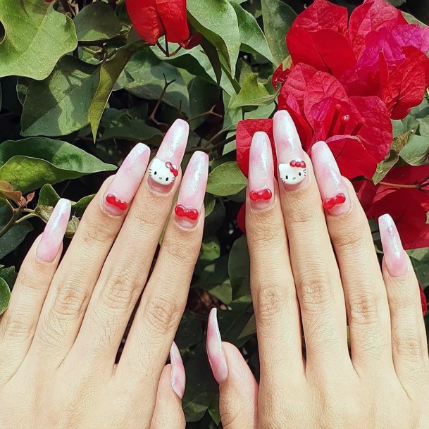 Endearing Pink Hello Kitty Nails