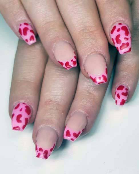 Endearing Red Hearts On Pink Nails For Women