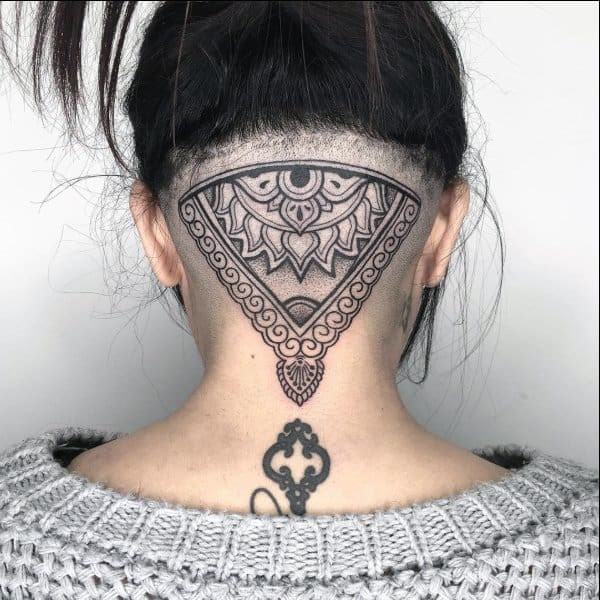 Ethnic Black Art Womens Tattoo Neck