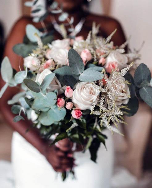 Eucalyptus And Rose Wedding Bouquet