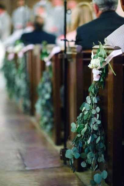 Eucalyptus Bunch On Chairs Church Wedding Decorations