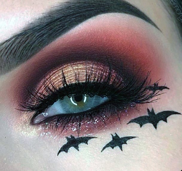 Evil Bats Womens Halloween Eyeshadow Art