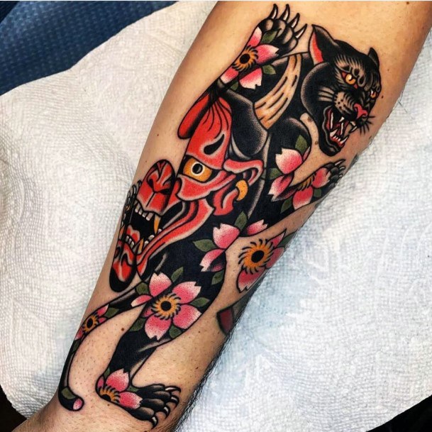 Evil Beast Traditional Tattoo Women