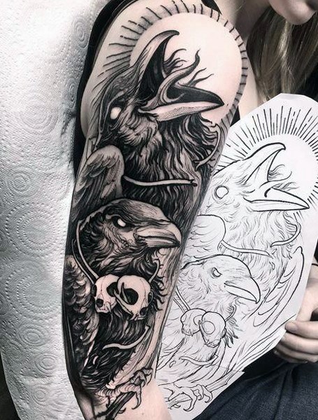 Evil Eagles Tattoo Womens Half Sleeve