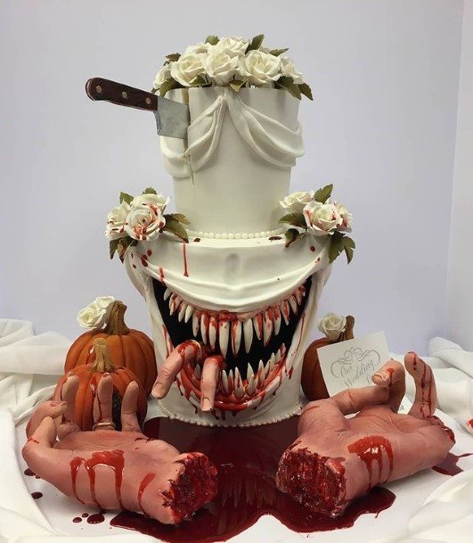 Evil Smile Halloween Wedding Cakes