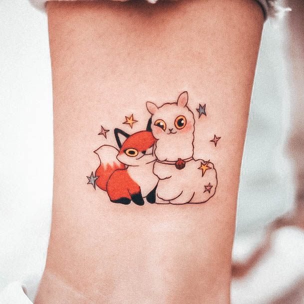 Excellent Girls Alpaca Tattoo Design Ideas