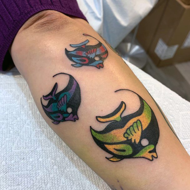 Excellent Girls Angel Fish Tattoo Design Ideas