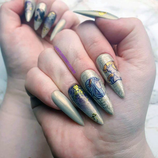 Excellent Girls Art Nouveau Nail Design Ideas