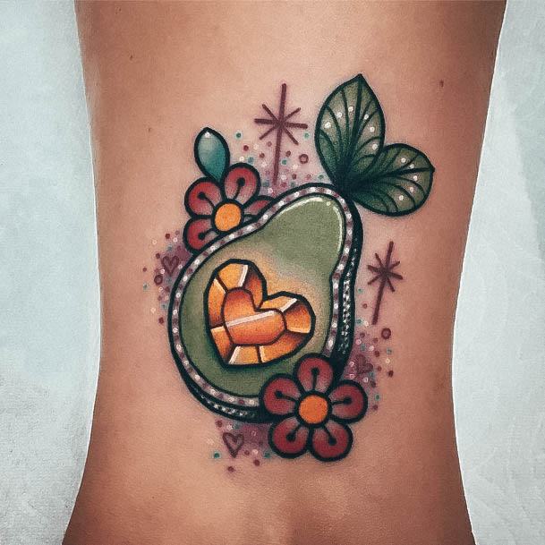 Excellent Girls Avocado Tattoo Design Ideas