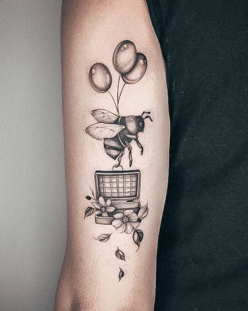 Excellent Girls Ballon Tattoo Design Ideas