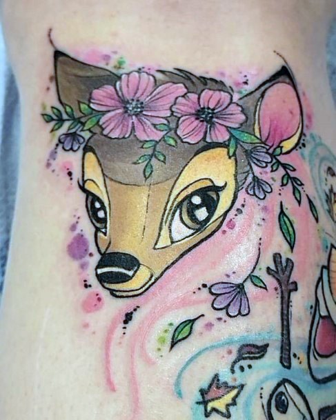 Excellent Girls Bambi Tattoo Design Ideas