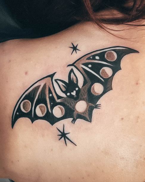 Excellent Girls Bat Tattoo Design Ideas