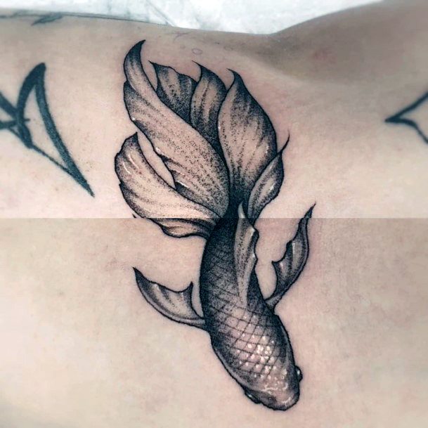 Excellent Girls Betta Fish Tattoo Design Ideas