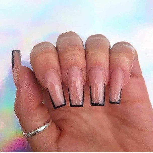 Excellent Girls Black French Tip Nail Design Ideas