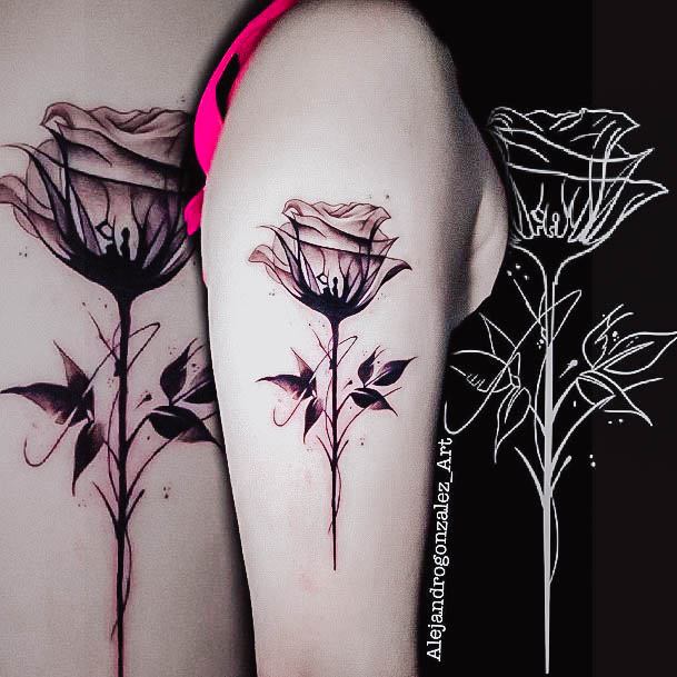 Excellent Girls Black Rose Tattoo Design Ideas