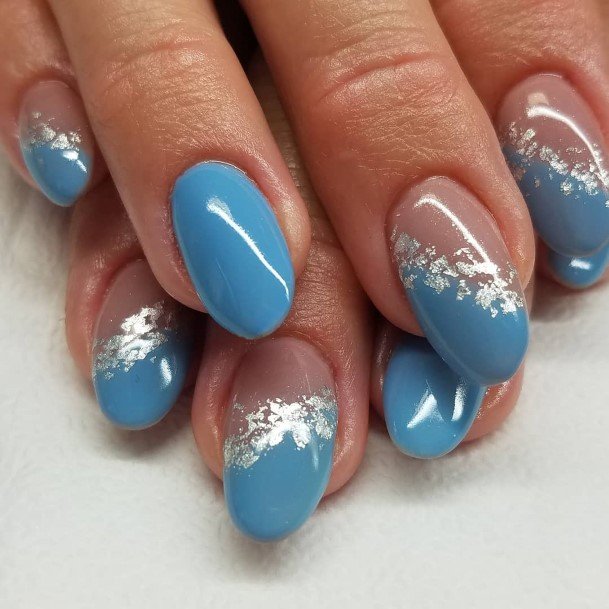 Excellent Girls Blue And Silver Nail Design Ideas