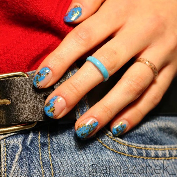 Excellent Girls Blue Short Nail Design Ideas