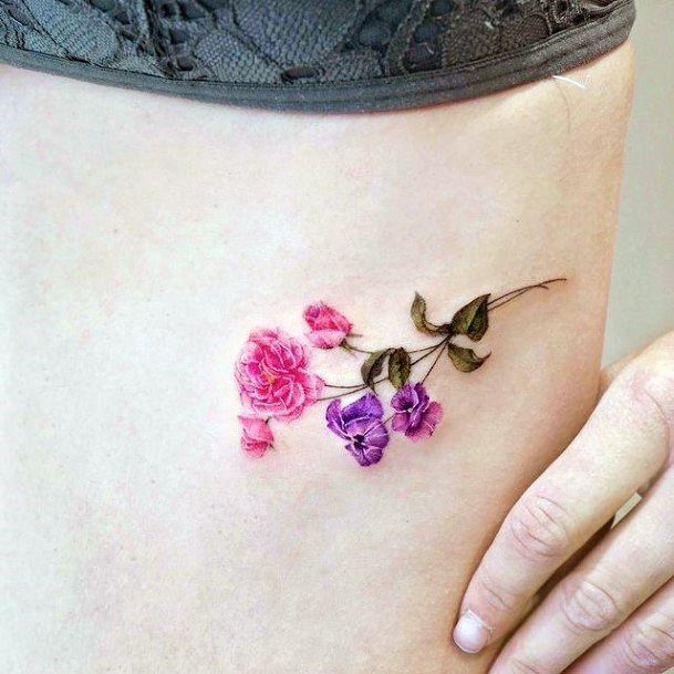 Excellent Girls Bouquet Tattoo Design Ideas