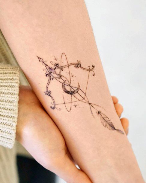 Excellent Girls Bow And Arrow Tattoo Design Ideas