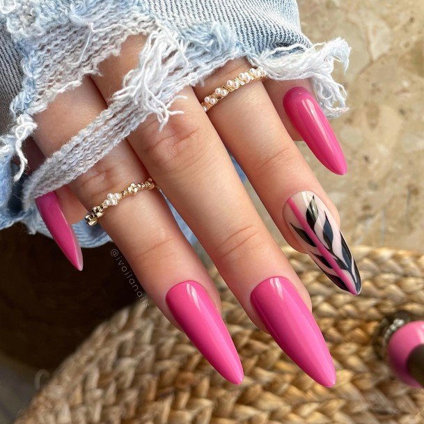 Excellent Girls Bright Pink Nail Design Ideas