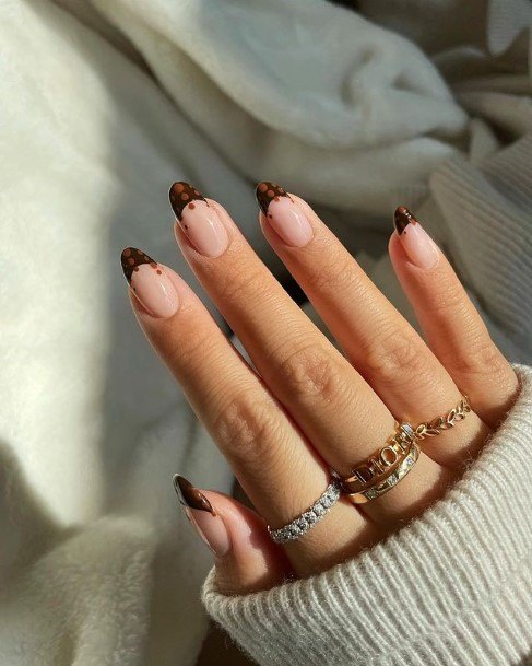 Excellent Girls Brown French Tip Nail Design Ideas