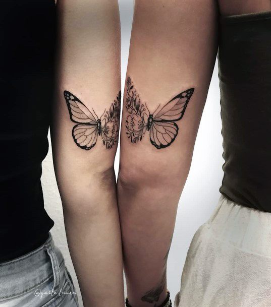 Excellent Girls Butterfly Flower Tattoo Design Ideas