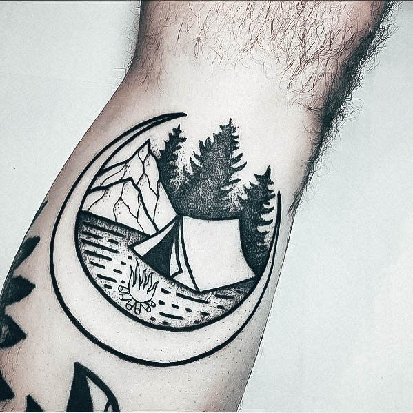 Excellent Girls Camping Tattoo Design Ideas