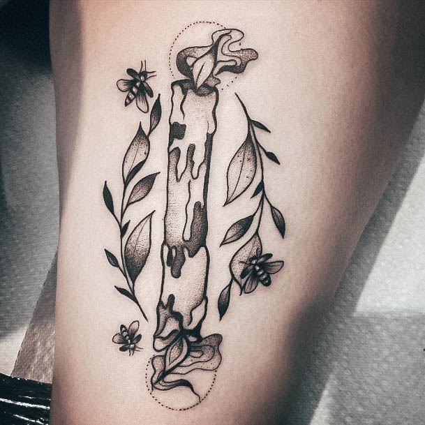 Excellent Girls Candle Tattoo Design Ideas