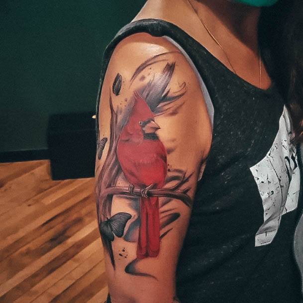 Excellent Girls Cardinal Tattoo Design Ideas