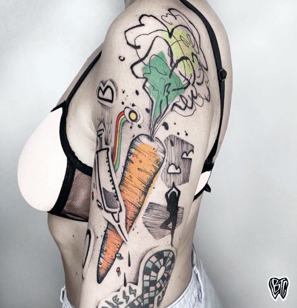 Excellent Girls Carrot Tattoo Design Ideas