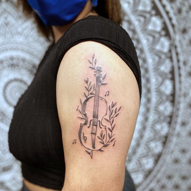 Excellent Girls Cello Tattoo Design Ideas