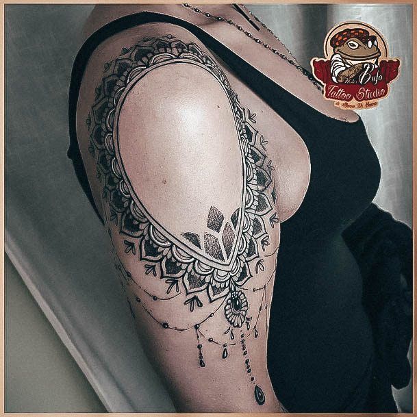 Excellent Girls Chandelier Tattoo Design Ideas