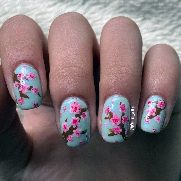 Excellent Girls Cherry Blossom Sakura Nail Design Ideas