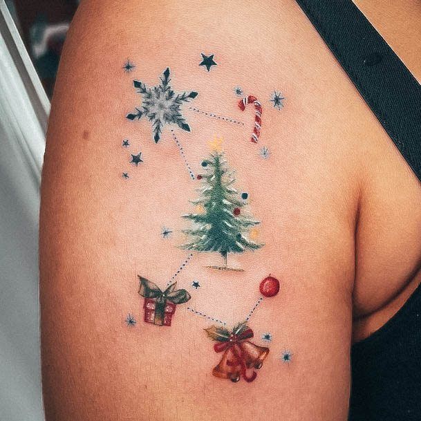 Excellent Girls Christmas Tattoo Design Ideas