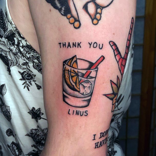 Excellent Girls Cocktail Tattoo Design Ideas