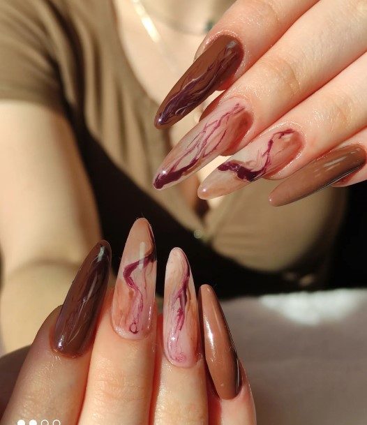 Excellent Girls Coffee Nail Design Ideas