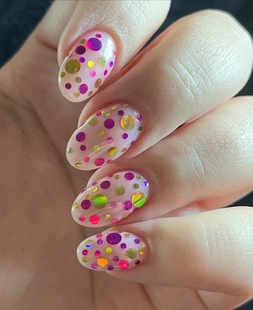 Excellent Girls Confetti Nail Design Ideas