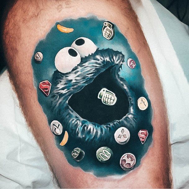 Excellent Girls Cookie Monster Tattoo Design Ideas