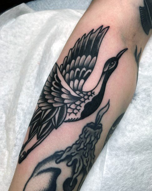 Excellent Girls Crane Tattoo Design Ideas