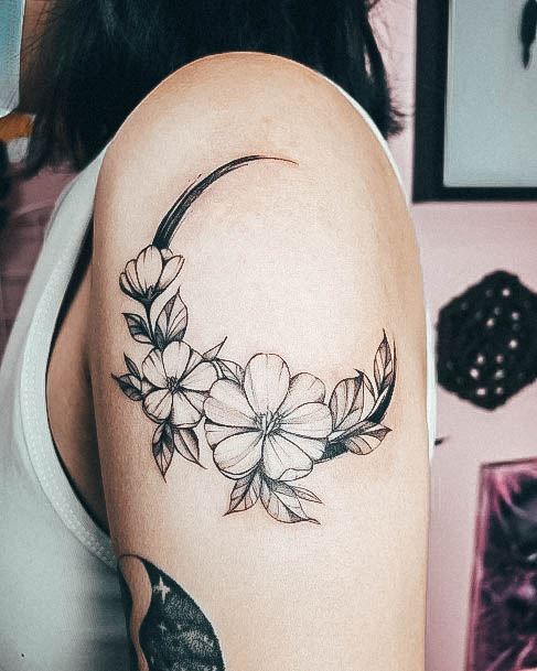 Excellent Girls Cresent Moon Tattoo Design Ideas