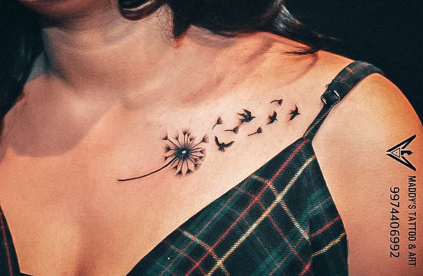 Excellent Girls Dandelion Tattoo Design Ideas