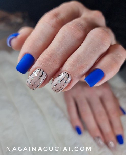 Excellent Girls Dark Blue Matte Nail Design Ideas