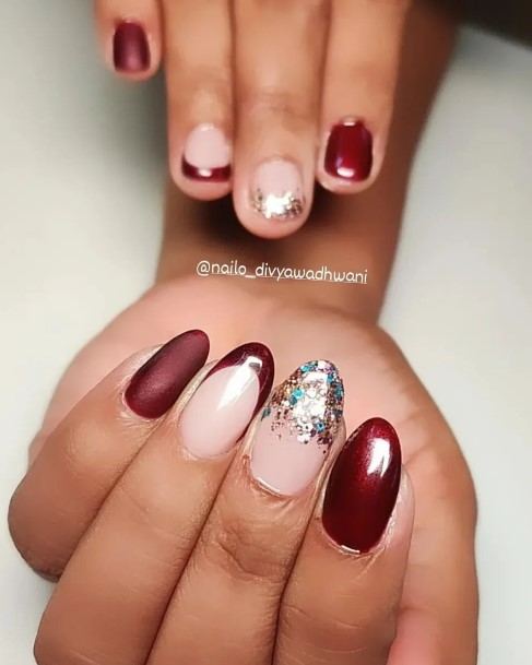 Excellent Girls Dark Maroon Nail Design Ideas