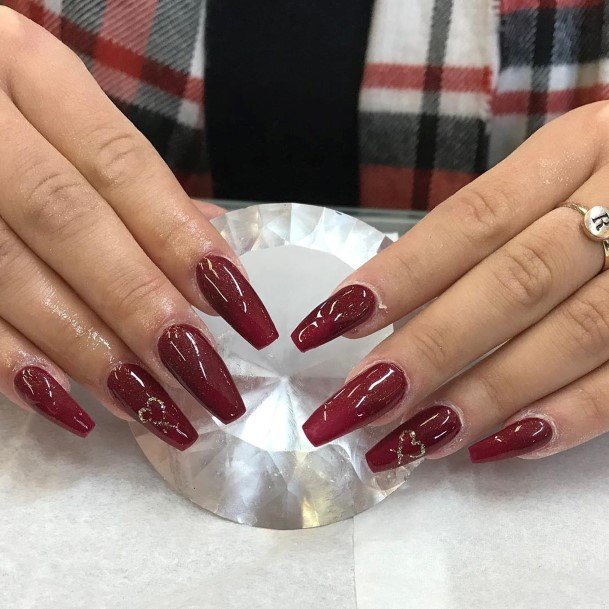 Excellent Girls Dark Red Nail Design Ideas