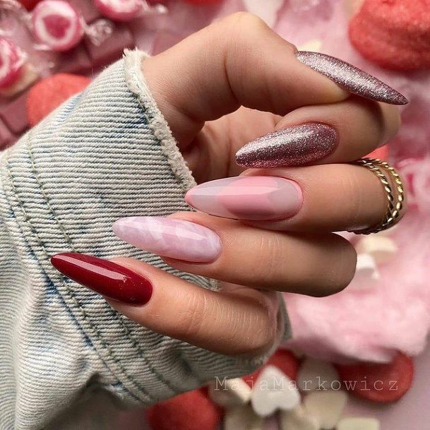 Excellent Girls Deep Red Nail Design Ideas