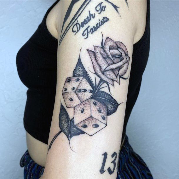 Excellent Girls Dice Tattoo Design Ideas