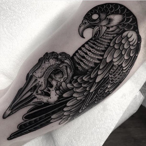 Excellent Girls Eagle Tattoo Design Ideas Shaded