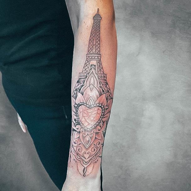 Excellent Girls Eiffel Tower Tattoo Design Ideas